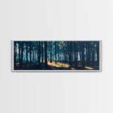 Enchanted Forest Art Framed Canvas Print - Dark Moody Woodland Painting, Nature Wall Art, Mystical Trees, Living Room Aesthetic