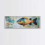 Vibrant Fish Canvas Print Rustic Coastal Wall Art Nautical Painting Beach House Decor Colorful Abstract Aquarium Art Lake House