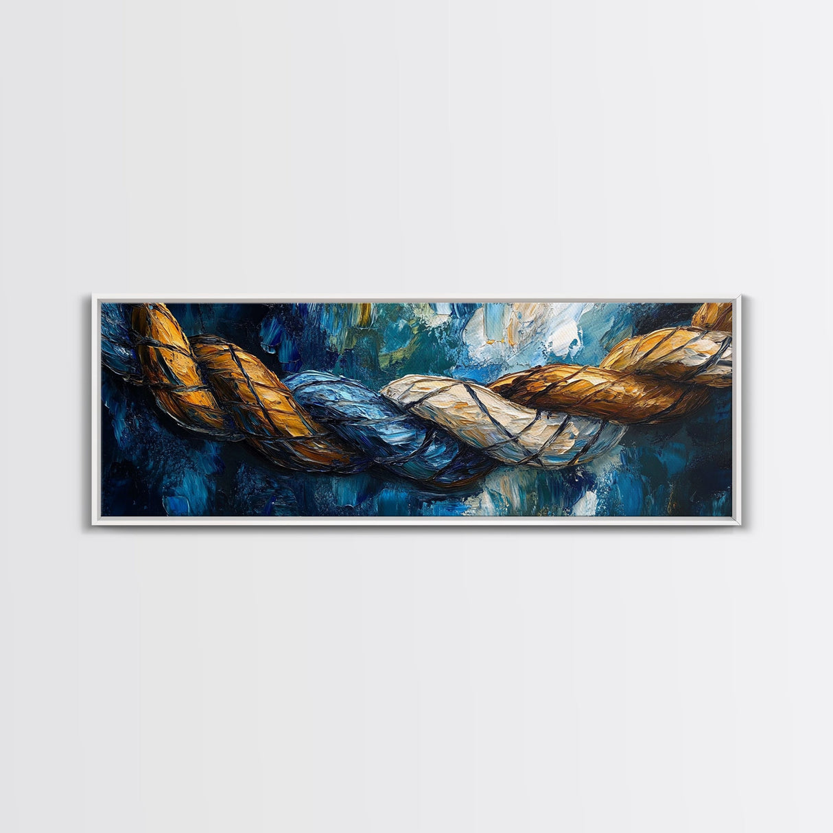 Nautical Rope Texture Canvas Print Abstract Coastal Wall Art, Ocean Inspired Painting, Rustic Nautical Decor, Beach House Wall Art