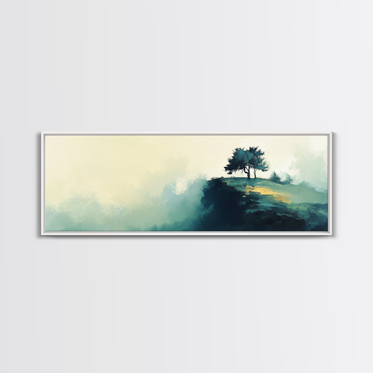 Lone Tree on Hill Canvas Print Minimalist Landscape Art, Tranquil Nature Painting, Neutral Wall Decor, Modern Home Office Artwork