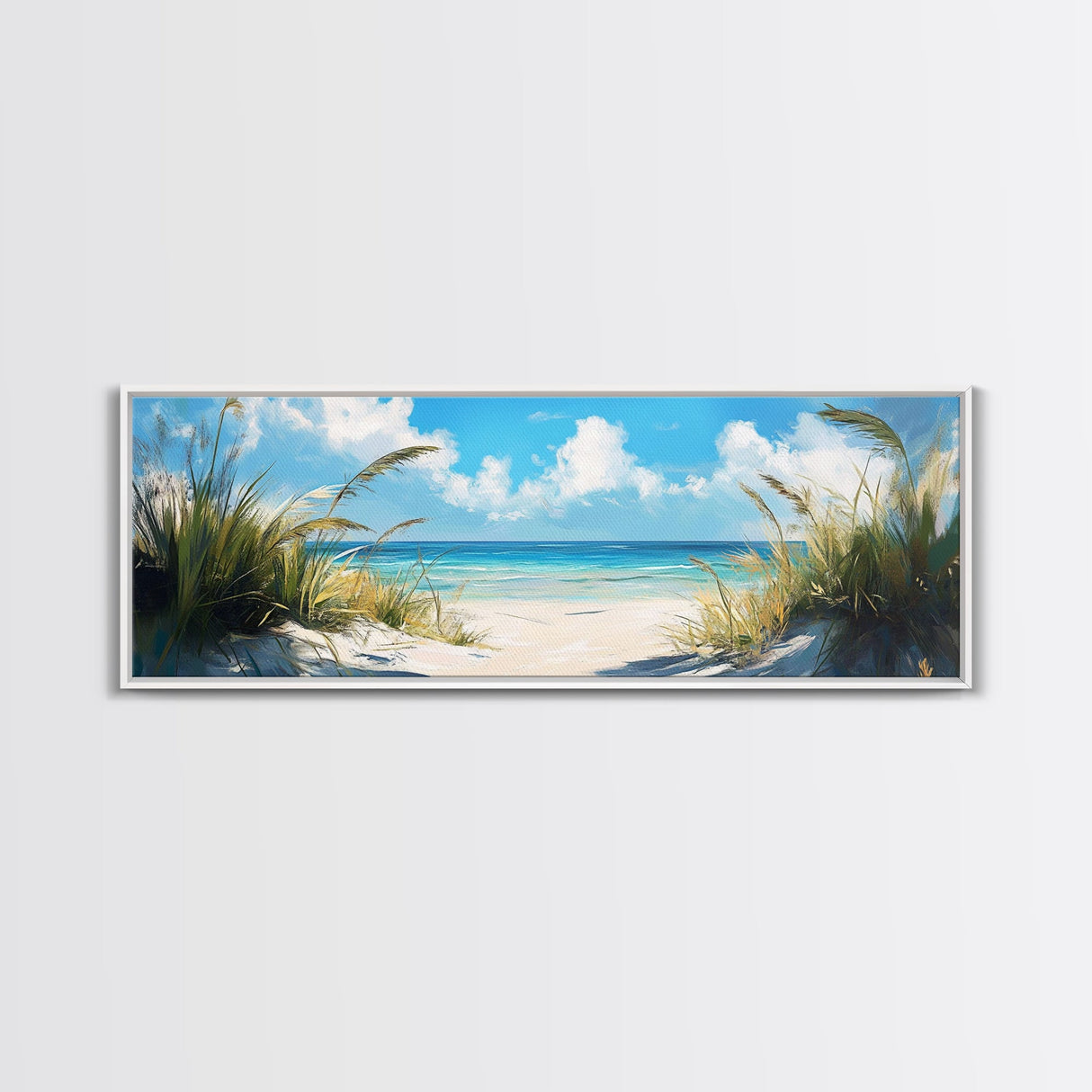 Tranquil Ocean Beach View Canvas Print, Coastal Wall Art, Blue Nautical Decor, Modern Seascape Painting, Beach House Decor