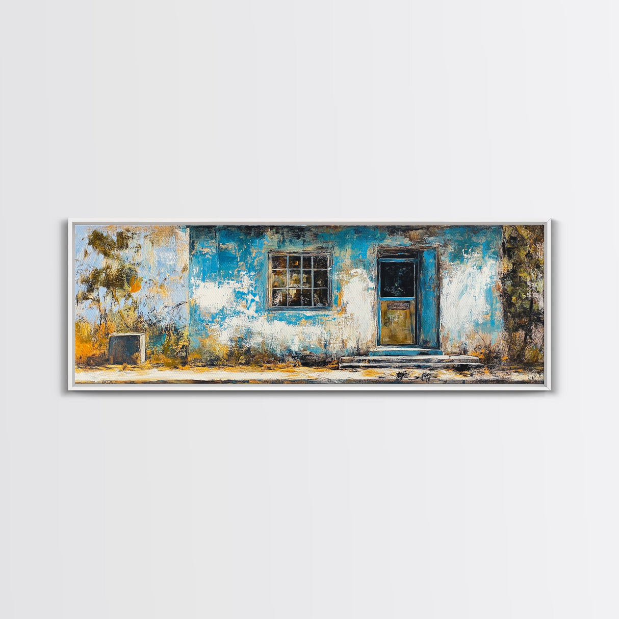 Weathered House Framed Canvas Print Rustic Wall Art, Home Decor, Old Building Painting, Shabby Chic Artwork, Farmhouse Aesthetic