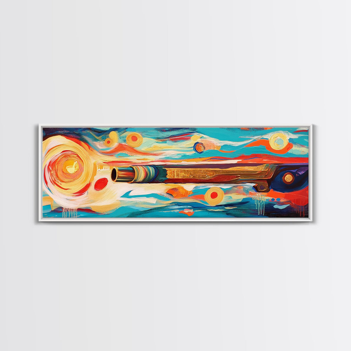 Abstract Shotgun Art Framed Canvas Print Vibrant Wall Decor Western Painting Rustic Living Room Wall Art Southwestern Boho Style