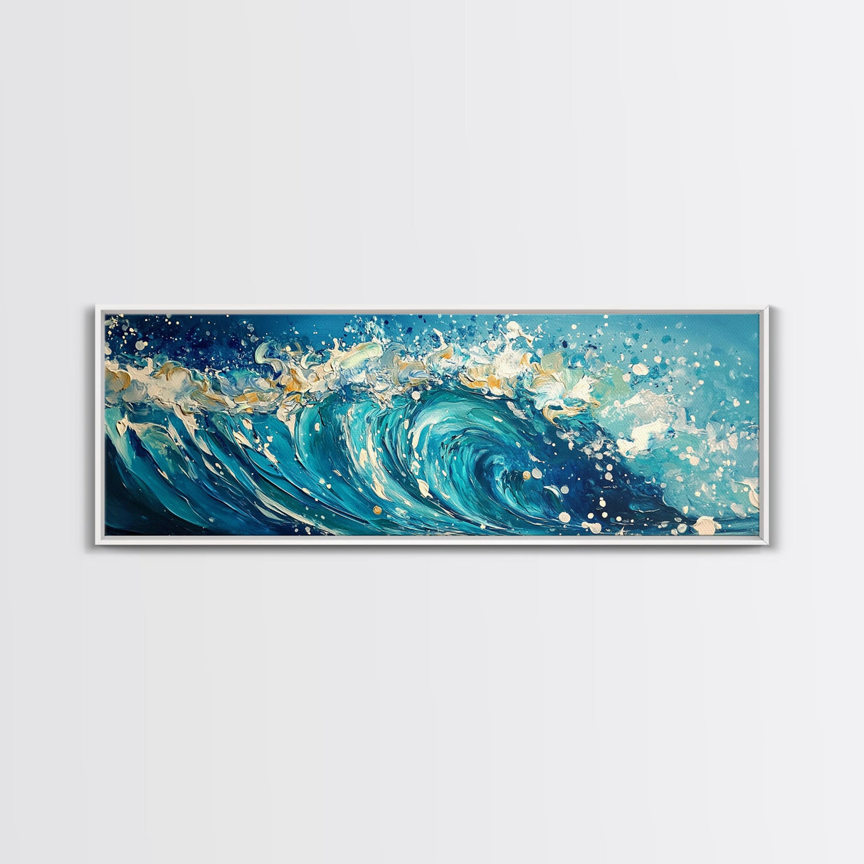 Ocean Wave, Blue Coastal Wall Art, Water Splash Painting, Beach House Decor, Canvas Print, Nautical Style, Bathroom Artwork