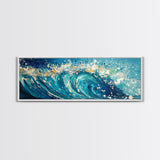 Ocean Wave, Blue Coastal Wall Art, Water Splash Painting, Beach House Decor, Canvas Print, Nautical Style, Bathroom Artwork