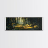 Forest Path, Sunlit Woodland Wall Art, Nature Escape Painting, Cabin Decor, Framed Canvas Print, Outdoor Lover Gift, Entryway Art