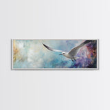 Seagull, Flight, Sky, Freedom, Canvas Print, Coastal Bird Art, Minimalist Nature Painting, Serene Wall Art, Neutral Home Decor