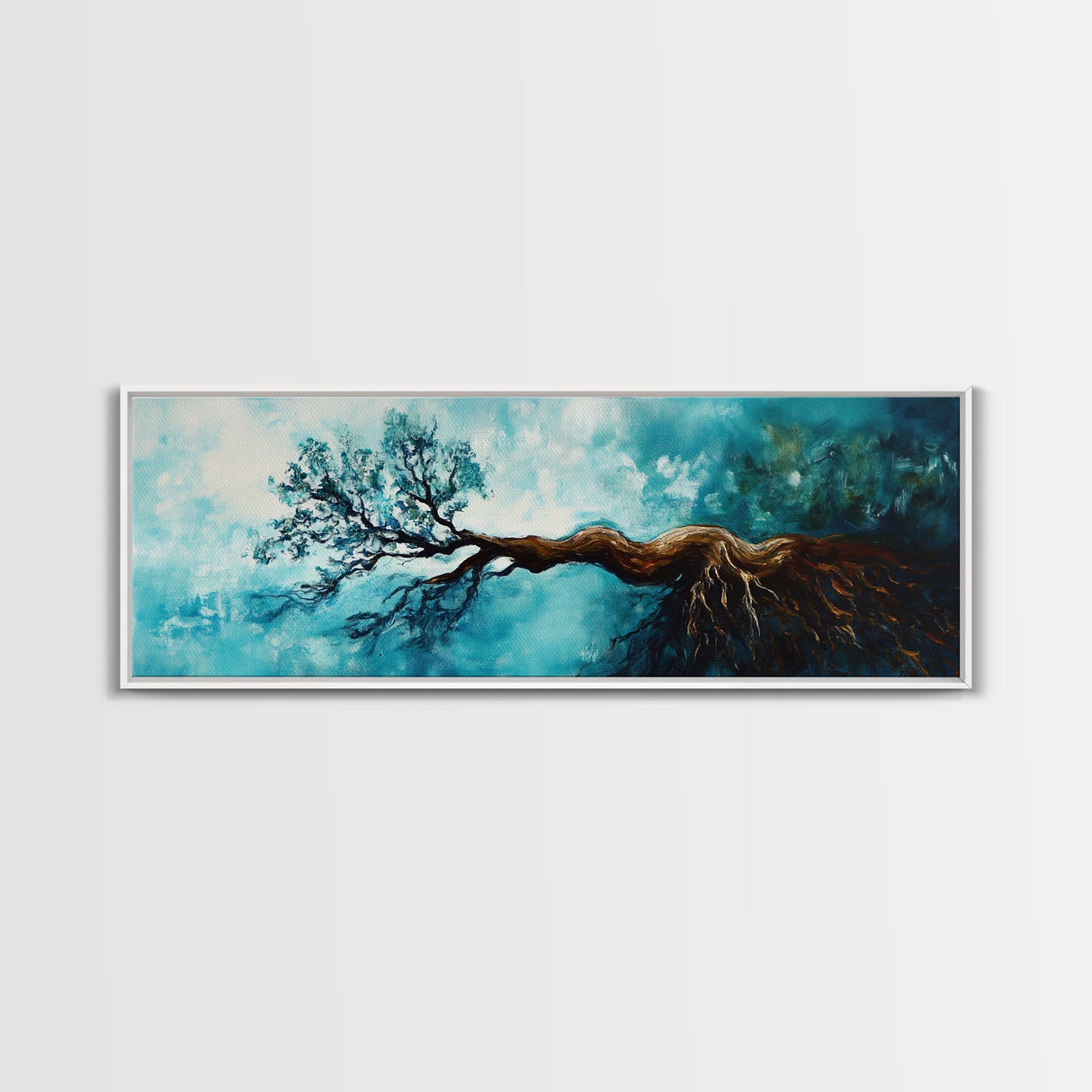 Twisted Roots, Sky Tree, Surreal Nature Art, Canvas Print, Abstract Landscape, Whimsical Wall Decor, Earthy Tones, Nature Inspired Art