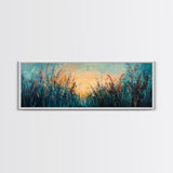 Wild Grass, Sunset Landscape Art, Serene Nature Painting, Farmhouse Wall Decor, Bedroom Wall Art, Home Print, Framed Canvas Print
