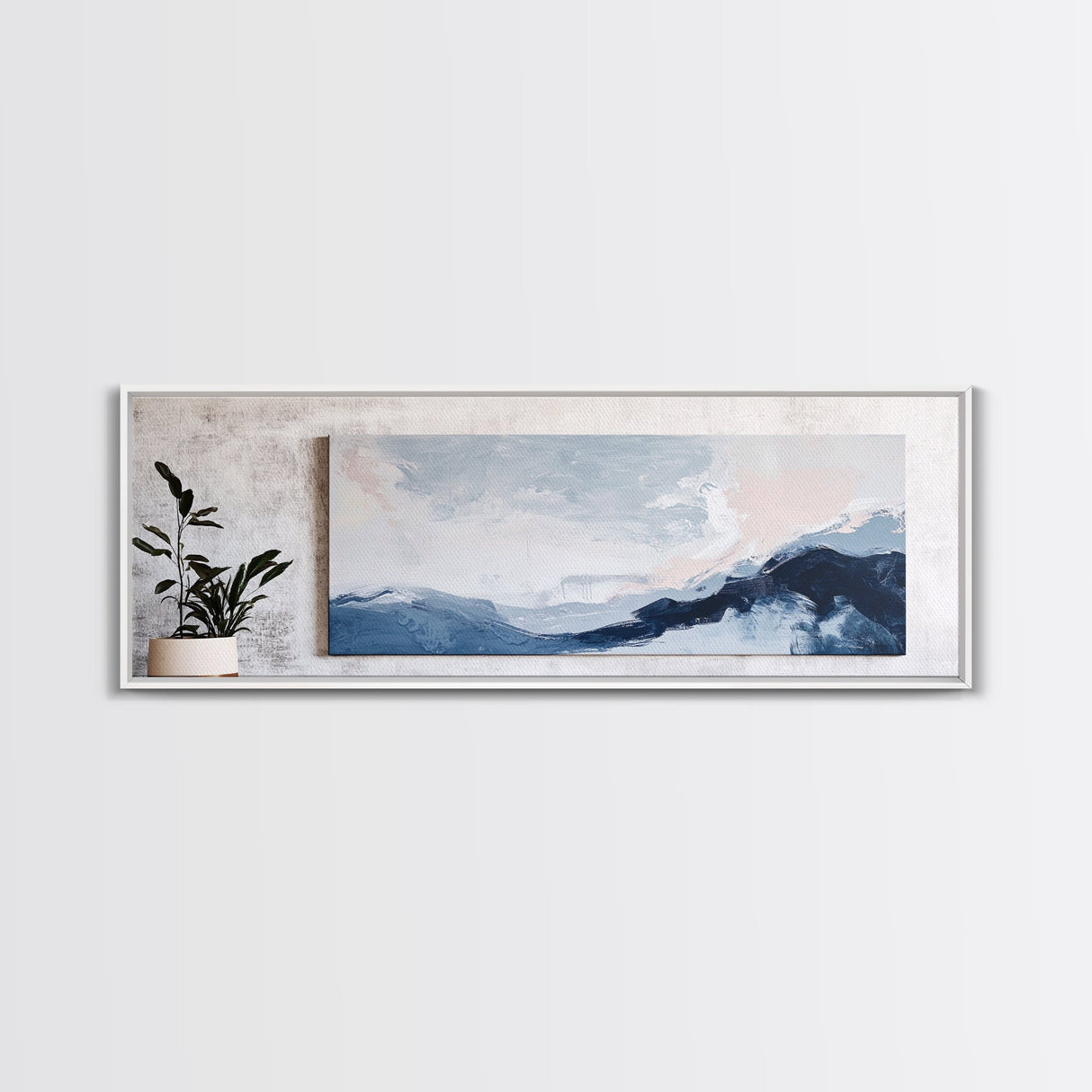 Blue Abstract Waves Canvas Print Minimalist Coastal Wall Art, Serene Seascape Painting, Modern Office or Living Room Decor, Gift Idea
