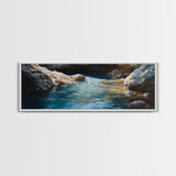 Tranquil Rocky Cove Canvas Print Nature Photography Wall Art, Serene Water Reflections, Modern Bedroom or Living Room Decor, Gift Idea
