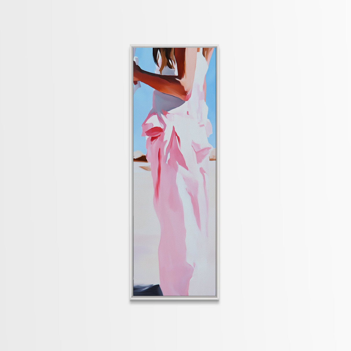 Feminine Dress Art, Elegant Fashion Print, Pastel Aesthetic, Framed Canvas Print, Chic Home Decor, Bedroom Wall Art, Minimalist Style