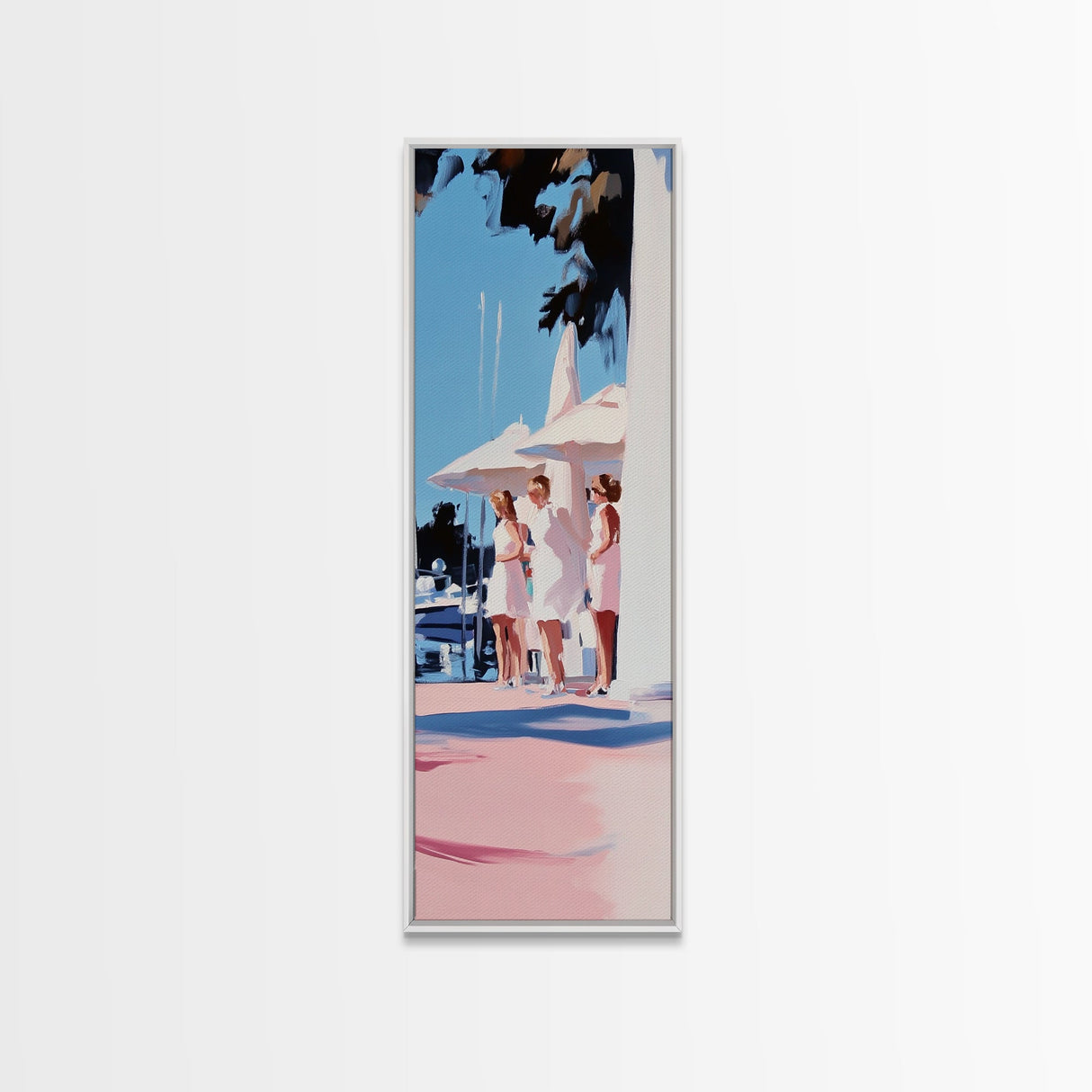 Summer Gathering, Nautical Scene, White Dress Art, Canvas Print, Elegant Wall Decor, Living Room Art, Coastal Aesthetic, Fine Art Print