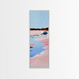 Seaside Landscape, Water Reflection, Abstract Art, Framed Canvas Print, Soft Pastel Colors, Modern Coastal Decor, Serene Wall Art