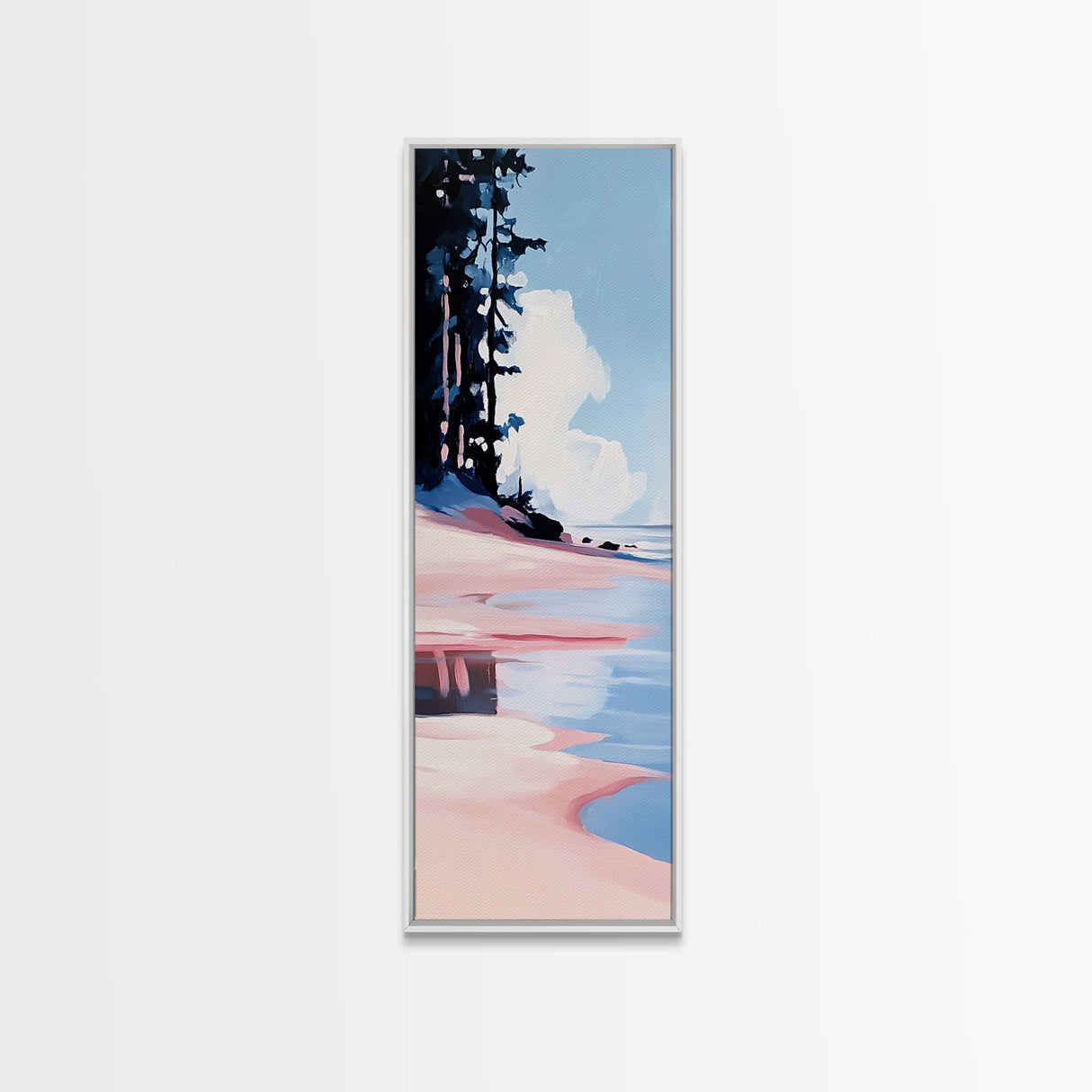 Coastal Serenity, Beach Landscape, Ocean Wall Art, Seascape Painting, Minimalist Art, Living Room Wall Decor, Framed Canvas Print