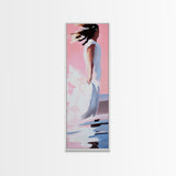 Windblown Woman, Feminine Wall Art, Dreamy Pastel Painting, Ethereal Beach Scene, Boho Chic Home, Minimalist Figure, Canvas Print