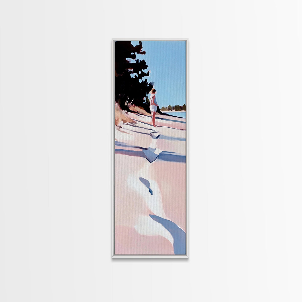 Sandy Beach, Coastal Landscape, Pastel Beach Art, Modern Nature, Canvas Print, Minimalist Seascape, Living Room Wall Art, Bedroom Decor