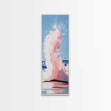 Ocean Splash, Coastal Abstract, Surreal Wave, Framed Canvas Print, Minimalist Seascape, Living Room Wall Art, Dreamy Blue and Pink