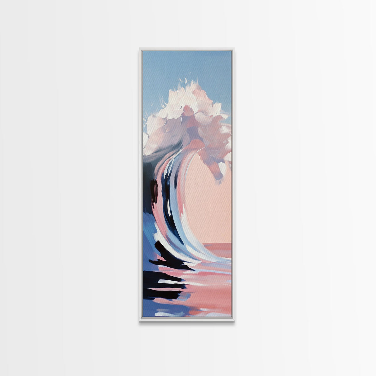 Pink Wave, Ocean Motion, Abstract Surf, Framed Canvas Print, Coastal Wall Art, Living Room Wall Art, Minimalist Aesthetic, Beach Vibes