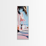 Beach House, Oceanfront Living, Coastal Home, Framed Canvas Print, Tropical Wall Art, Soft Pastel Aesthetic, Living Room Wall Art