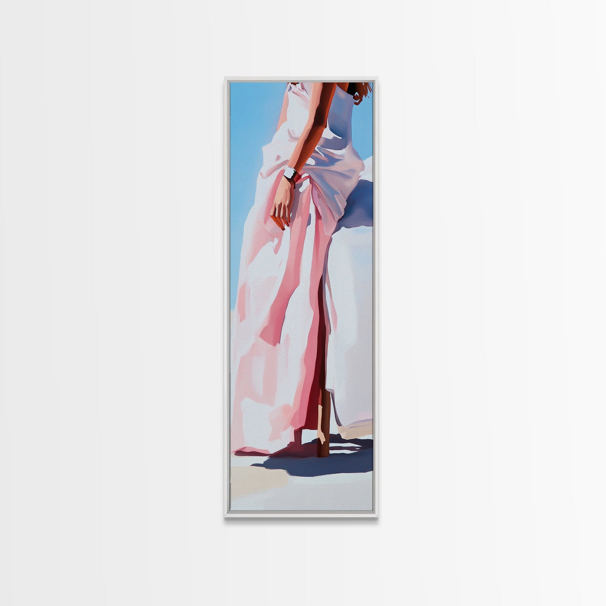 Elegant Silhouette, Soft Pink Dress, Feminine Wall Art, Framed Canvas Print, Minimalist Fashion Art, Chic Home Decor, Modern Aesthetic