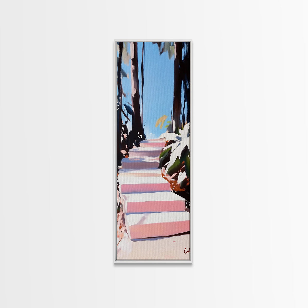 Coastal Pathway, Nature Wall Art, Beach House Decor, Minimalist Landscape, Framed Canvas Print, Blue Wall Art, Summer Aesthetic