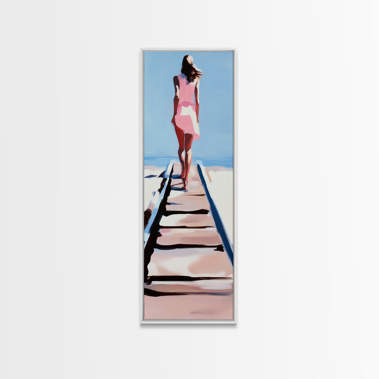 Walk to the Sea, Serene Beach Path, Minimalist Coastal Art, Canvas Print, Ocean Wall Art, Pastel Tones, Relaxing Home Decor