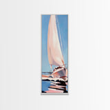 Sailing Dream, Nautical Adventure Art, Soft Pastel Seascape, Elegant Coastal Decor, Minimalist Ocean Scene, Framed Canvas Print