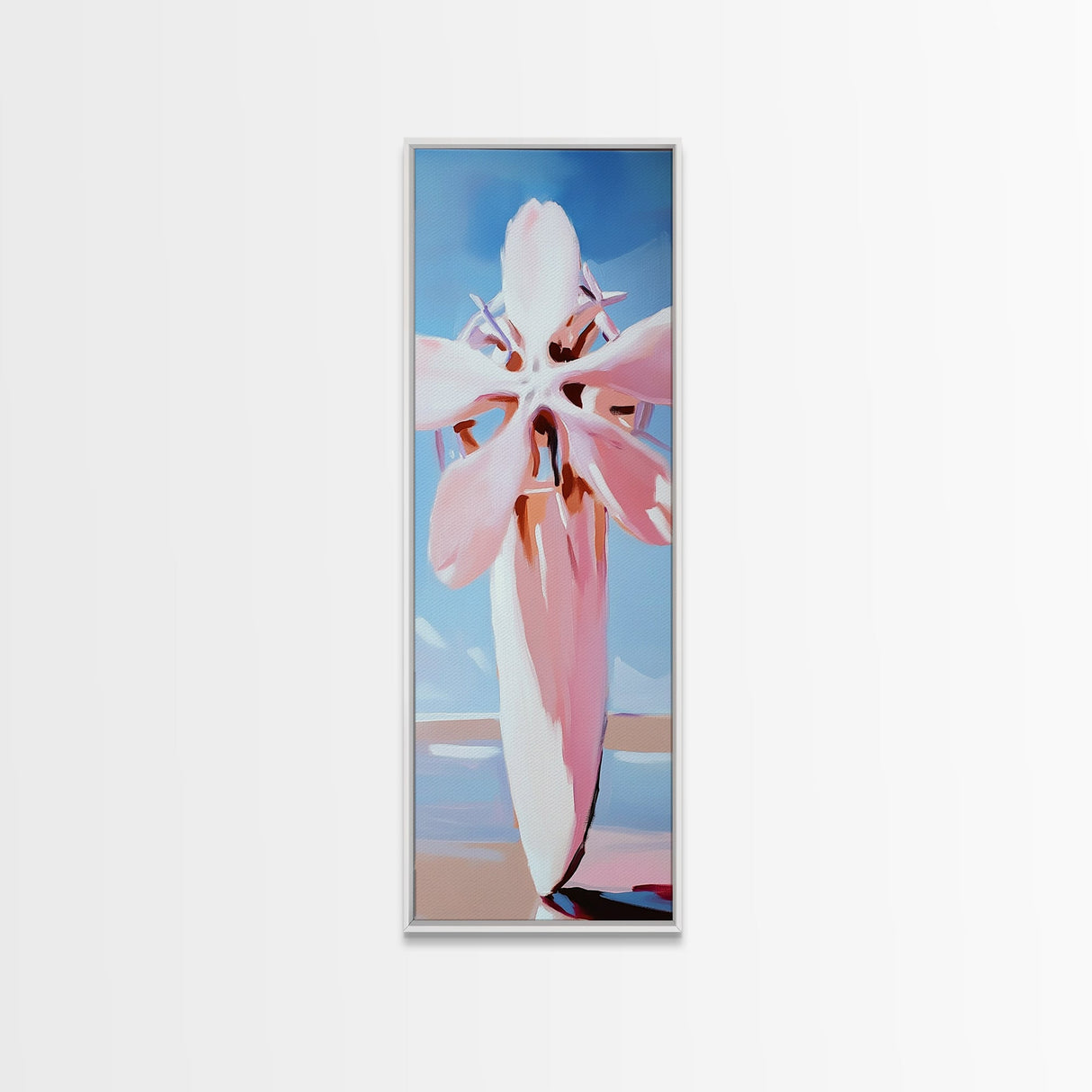 Pink Blossom Bloom, Soft Nature Art, Gentle Pastels, Tranquil Scene, Framed Canvas Print, Bedroom Wall Art, Botanical Decor