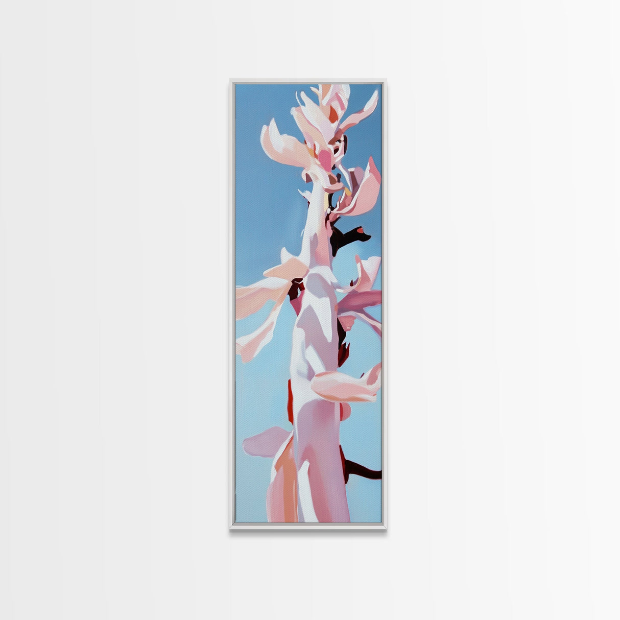 Pink Bloom, Floral Wall Art, Botanical Print, Framed Canvas Print, Modern Aesthetic, Minimalist Decor, Bedroom Art, Boho Artwork