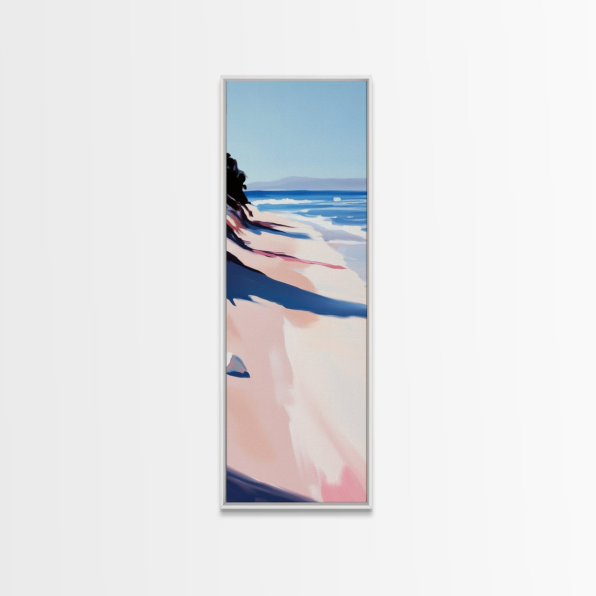 Coastal Shore, Beach Landscape, Ocean Wall Art, Framed Canvas Print, Modern Seascape, Minimalist Home Decor, Bedroom Print