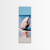 Seashell, Ocean, Beach Art, Coastal, Minimalist, Blue, White, Natural Decor, Modern Home, Bathroom, Framed Canvas Print