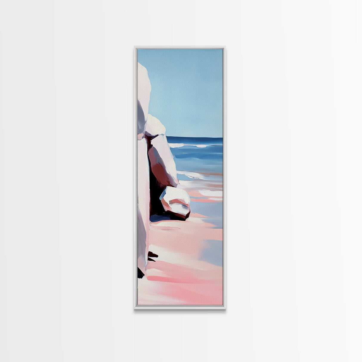 Coastal Rocks, Ocean Landscape, Beach House Wall Art, Minimalist Seascape, Relaxing Decor, Nature Painting, Canvas Print