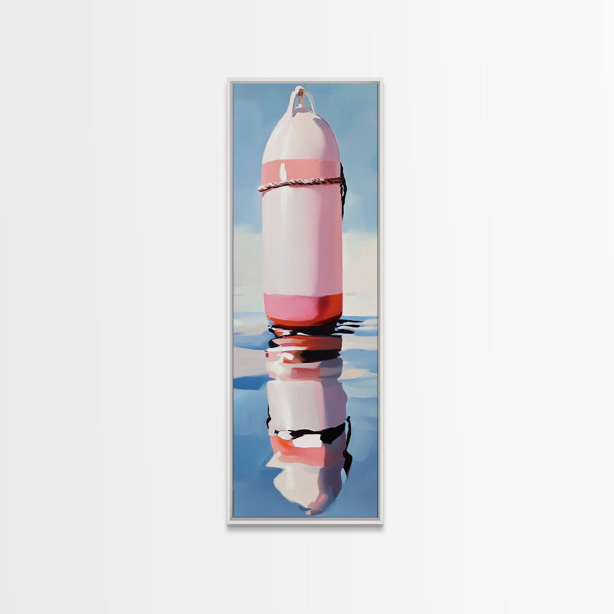 Nautical Buoy, Coastal Wall Art, Minimalist Nautical Art, Beach House Decor, Ocean Art, Living Room Painting, Framed Canvas Print
