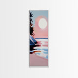 Sunset Beach, Ocean Landscape Painting, Warm Coastal Colors, Abstract Water Reflection, Modern Art, Canvas Print, Living Room Wall Art