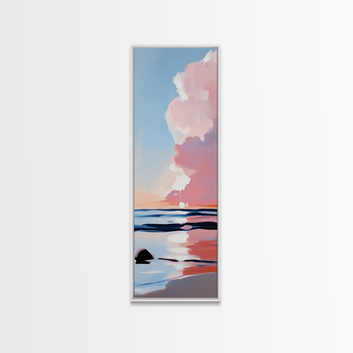 Sunset Glow, Serene Beach Painting, Pastel Coastal Wall Art, Ocean Reflection, Boho Home Decor, Canvas Print, Dining Room Wall Art