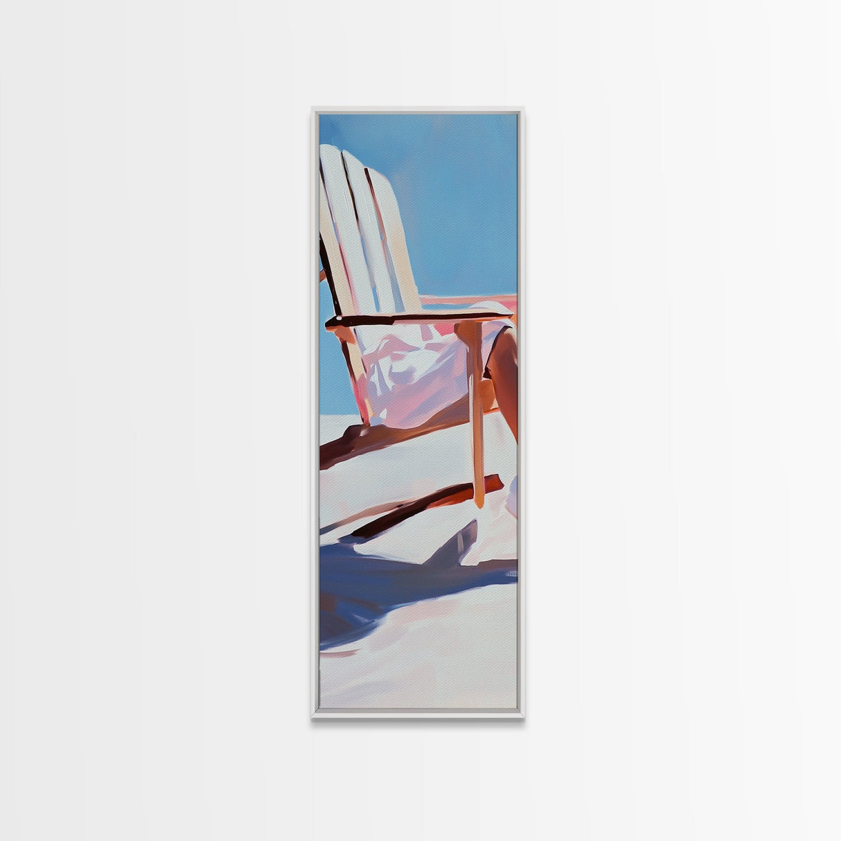 Beach Chair Relaxation, coastal art, summer vibes, minimalist beach painting, modern wall decor, living room art, framed canvas print