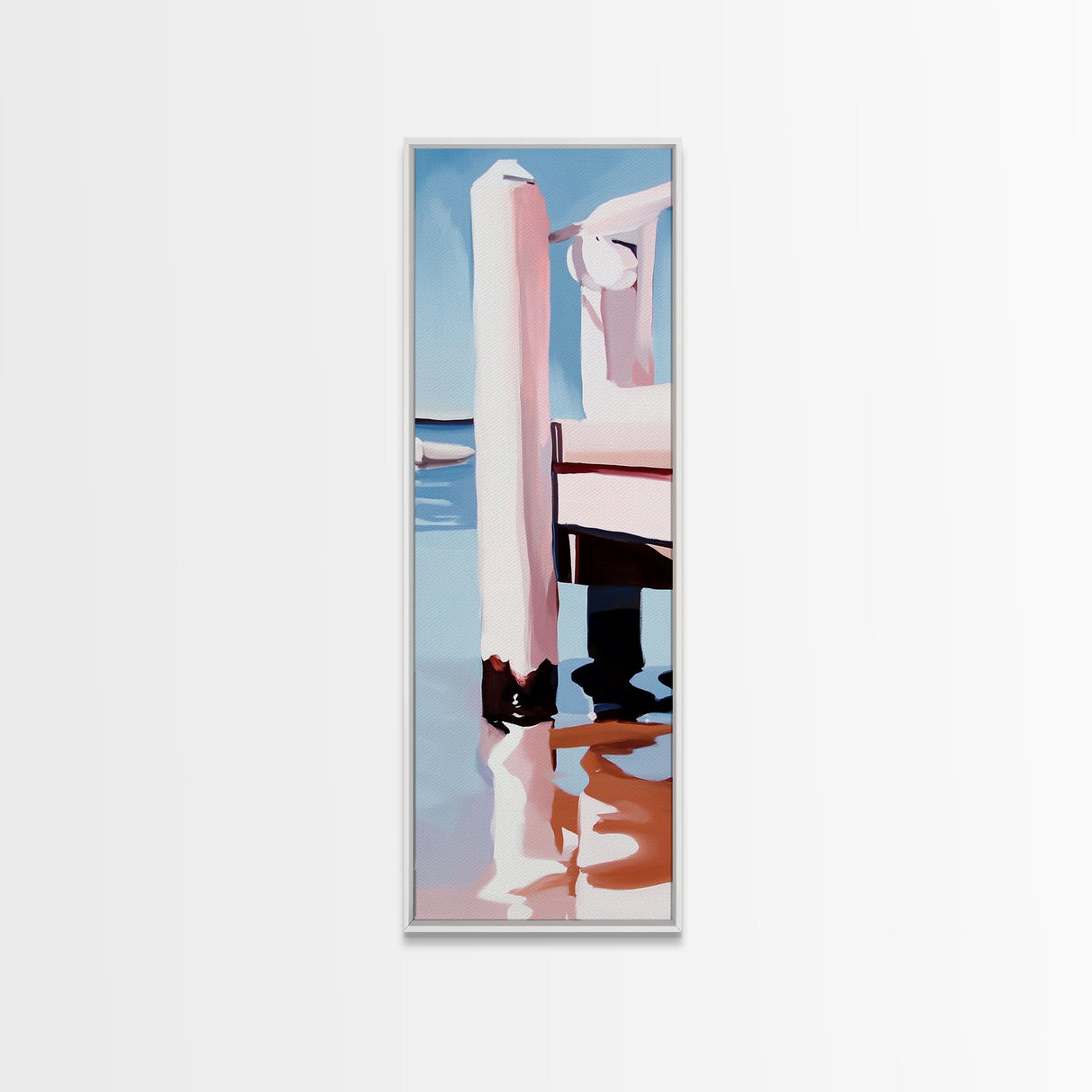 Dockside Reflection, Wooden Pier, Nautical Vibes, Framed Canvas Print, Coastal Art, Beach Home Decor, Minimalist Art, Bathroom Wall Art