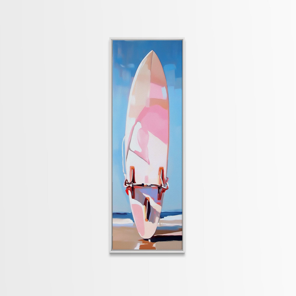 Surfboard Art, Beach Wall Decor, Coastal Living Print, Modern Summer Art, Minimalist Style, Framed Canvas Print, Ocean Lover Gift