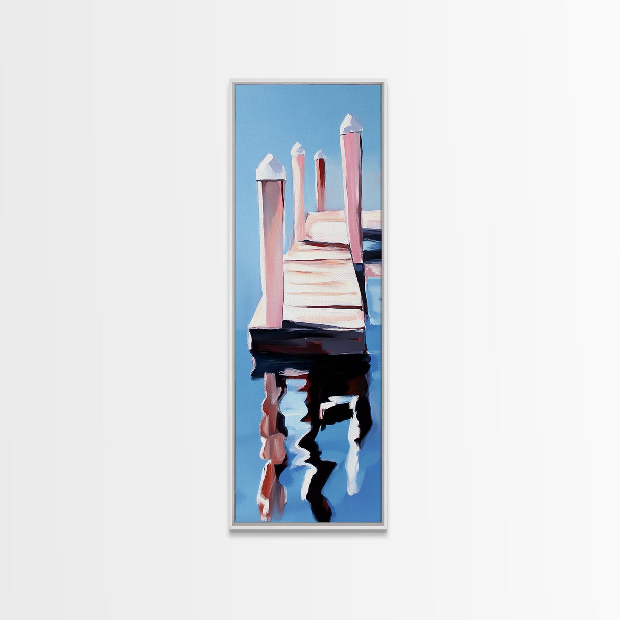 Dock Reflection, Nautical Decor, Seaside Wall Art, Canvas Print, Minimalist Art, Coastal Aesthetic, Blue Wall Art, Modern Home Decor