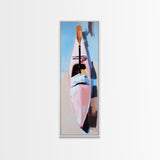 Kayak on Sand, adventure art, beach lover’s decor, soft pastel painting, nature wall art, modern boho aesthetic, framed canvas print
