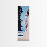 Woman On Cliff, Boho Wall Art, Feminine Canvas Print, Minimalist Decor, Dreamy Aesthetic, Coastal Style, Nature Art, Peaceful Decor