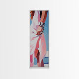 Elegant Woman, Fashion Illustration, Chic Wall Art, Framed Canvas Print, Pink and White, Modern Minimalist, Dressing Room Decor