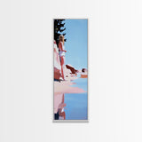 Woman by the Sea, Dreamy Coastal Art, Feminine Minimalist Print, Framed Canvas Print, Elegant Wall Art, Bedroom Decor, Modern Aesthetic