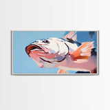 Pink Fish, Ocean Art, Coastal Aesthetic, Nautical Wall Art, Beach House Decor, Sea Life Painting, Living Room Wall Art, Canvas Print