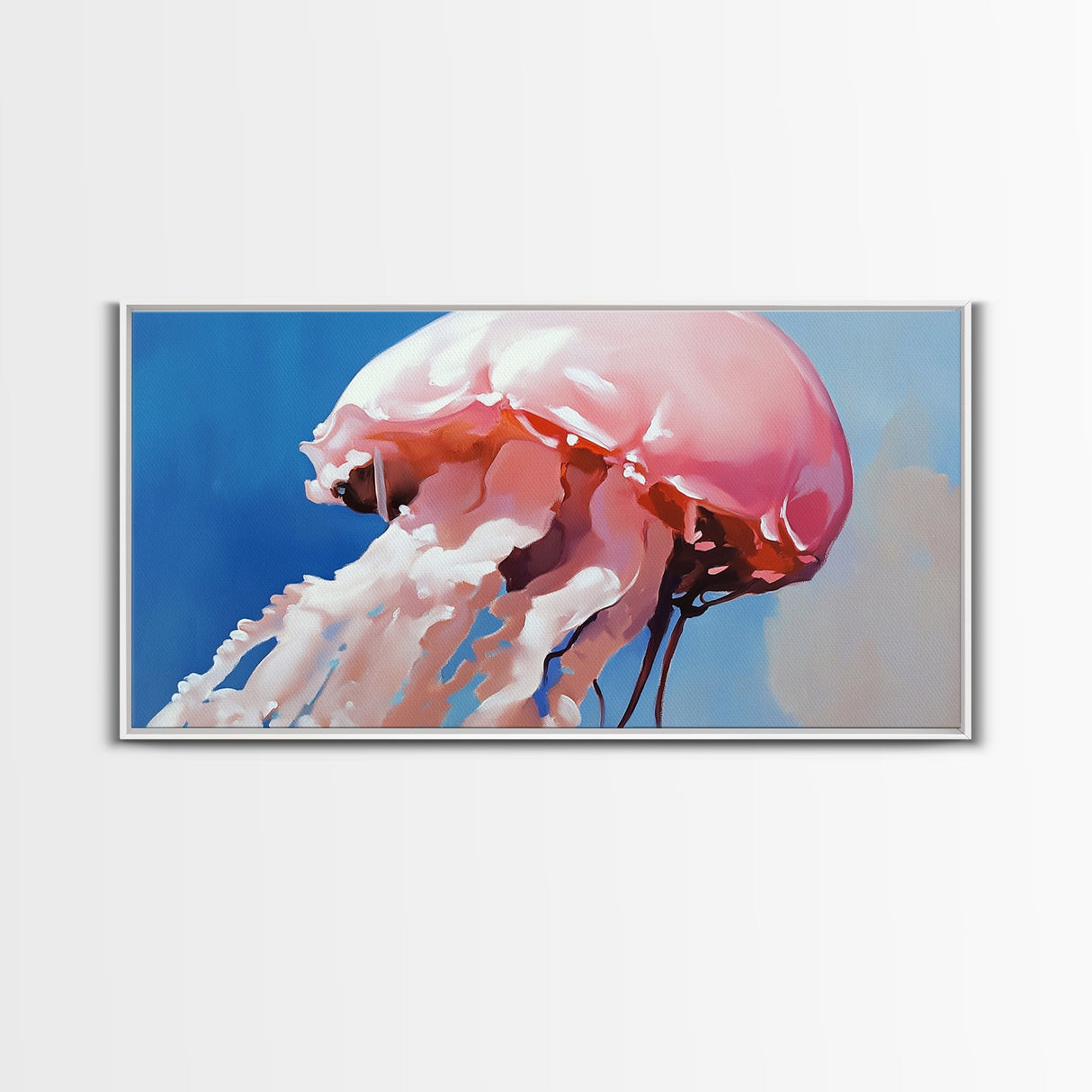 Jellyfish, Ocean Art, Marine Life, Canvas Print, Coastal Wall Decor, Beach House Art, Nautical Painting, Underwater Minimalist Artwork