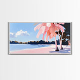 Tropical Beach, Palm Trees, Ocean View, Canvas Print, Coastal Home Decor, Summer Landscape, Living Room Art, Minimalist Nature Painting