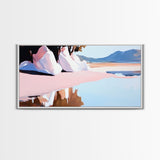 Beach Reflection, Sand, Canvas Print, Modern coastal decor, boho beach painting, tranquil water reflections, soft pastels, minimalist art