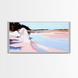 Cliffs Water, Reflection, Canvas Print, Coastal nature art, contemporary seascape painting, shoreline view, pastel scenery, ocean decor