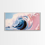 Rolling Surf, Coastal Wall Art, Wave Painting, Ocean Aesthetic, Nautical Decor, Beach House Art, Modern Abstract, Framed Canvas Print